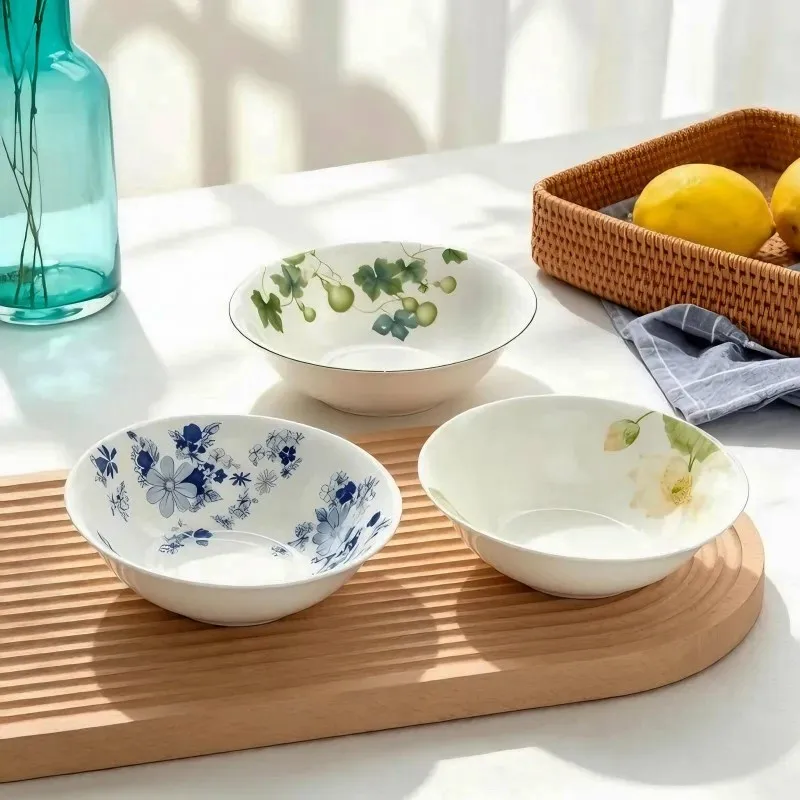 Tazón de fruta de porcelana fina de 8 pulgadas, diseño de pintura china, tazón de cerámica, tazón japonés, tazón para fideos, tazón para pasta y cebo de cocina