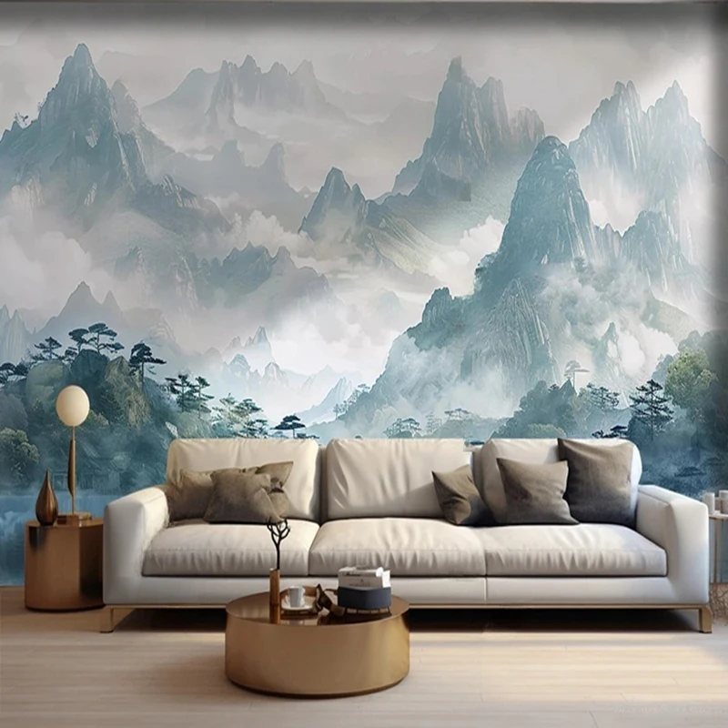 

Индивидуальные 3D-фрески с китайской живописью тушью: пейзажи для современной кабинета, прихожей, фон для декора дома