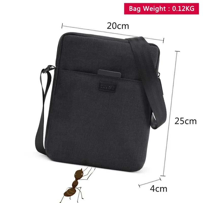 Bolso de hombro de lona ligera para hombre, bandolera informal impermeable para Ipad de 7,9 ', 0,13 kg