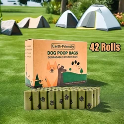 42 Rolls New Pet Biodegradable Trash Bag Dog Poop Bags Dog Dispenser Gift Bulk Biobase Scented Poo Bag Degradable Cat Waste Bags