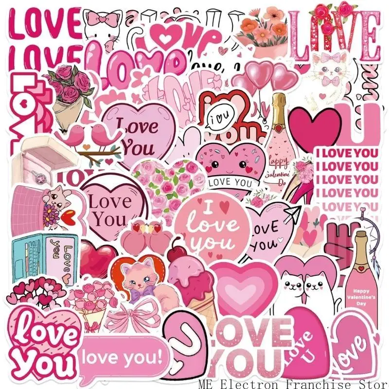 T5EA 50pcs/paquete caricatura Graffiti Sticker Valentines Day Temed Temed Temed Patalging Album Guitar Album Guitar Packaging