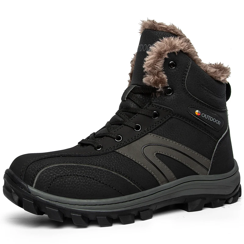 Men's New Winter Footwear Thick Fleece-Lined Thermal Snow Boots Comfortable and Versatile Winter Anti-Slip Footwear Outdoor