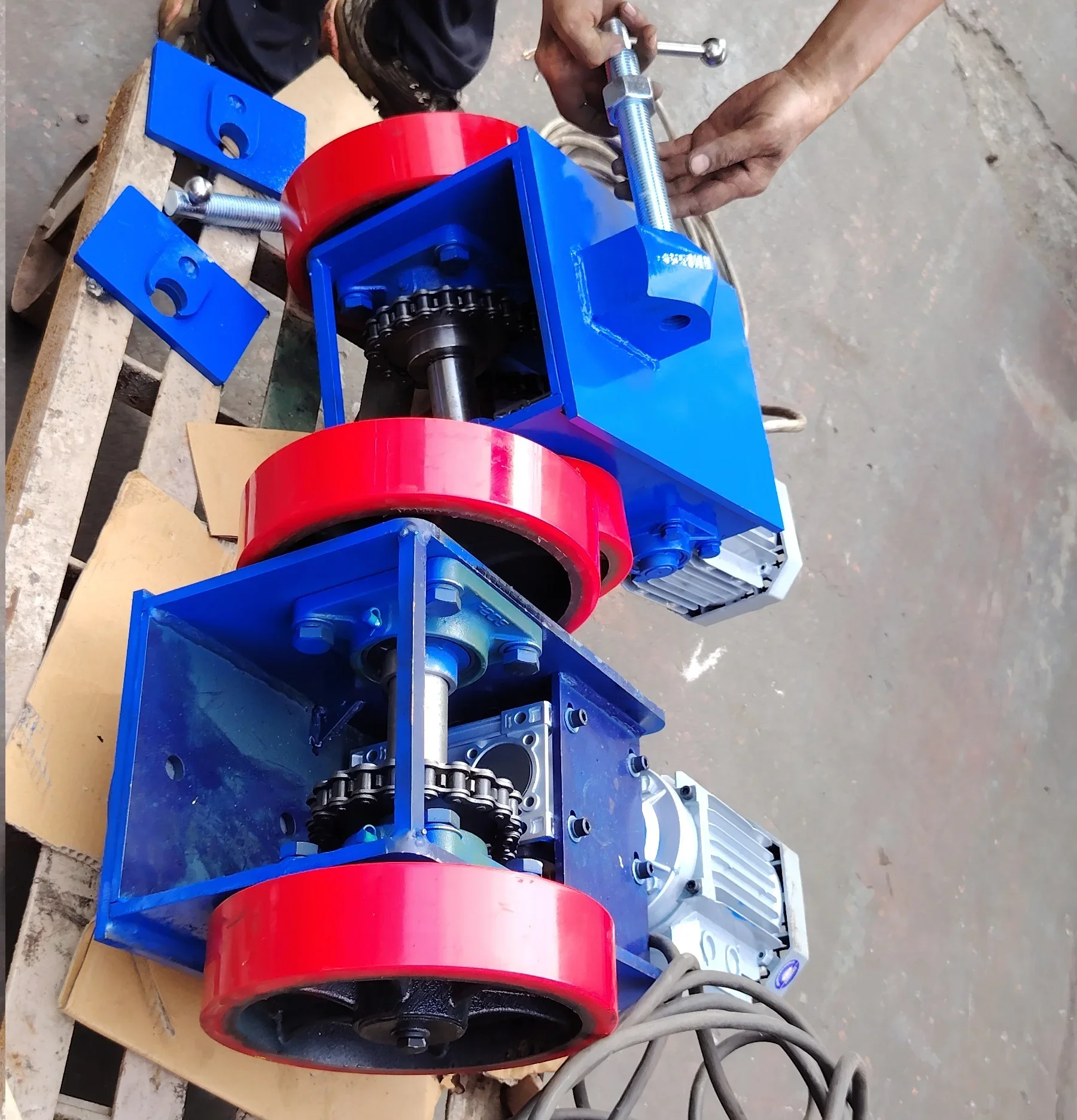 Electric 10 Ton Container Caster 4 Pcs As 1 Set Container Dolly Skates Mobile Wheel