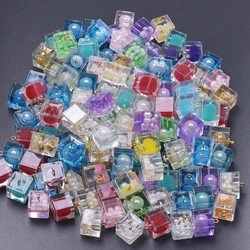10/30/50/100pcs Colorful Transparent 3D Block Pearl Charms Pendant For Jewelry Making Diy Earrings Keychain Handmade Accessories