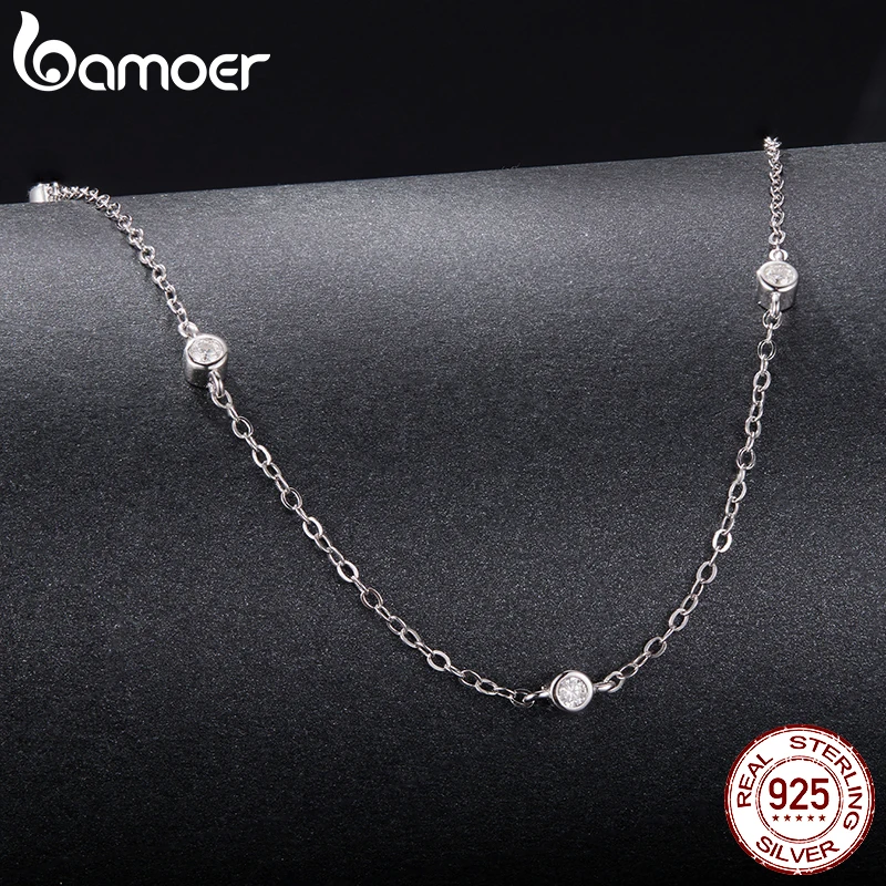 

Bamoer Mossanite Necklace 925 Sterling Silver Unique Moissanite Decorative Design Women Fine Jewelry for Wedding