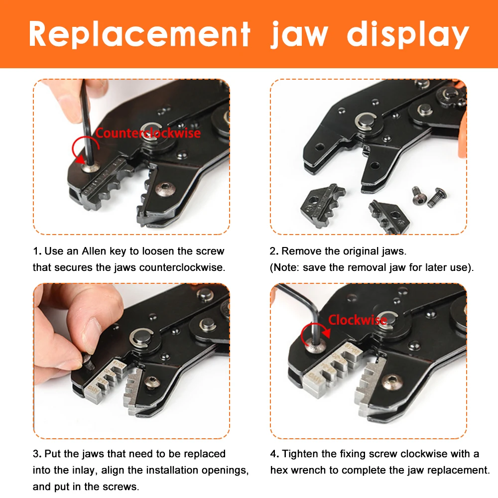 SN Crimp Pliers Jaws Plug Tube DuPont Insulated Non-Insulated Terminals 01BM/2549/28B/48B/06WF Jaw Crimping Tool Dies