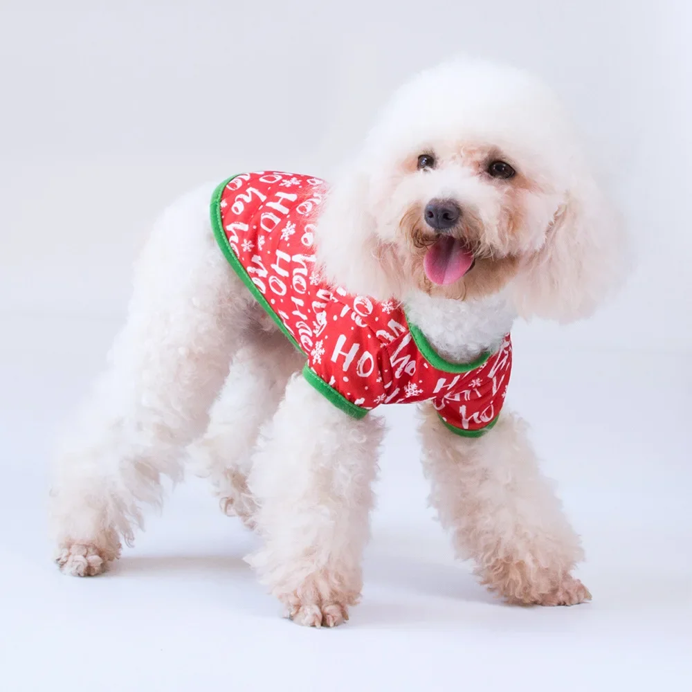 Christmas Dog Clothes Pet Shirts  Puppy Vest Printed Christmas Snowman Reindeer Santa Claus Dog Shirts for Dogs and Cats