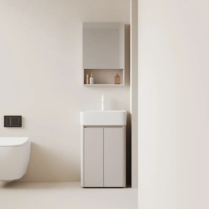 

Cream wind space aluminum bathroom cabinet toilet floor-to-ceiling washbasin cabinet combination balcony ceramic integrated laun