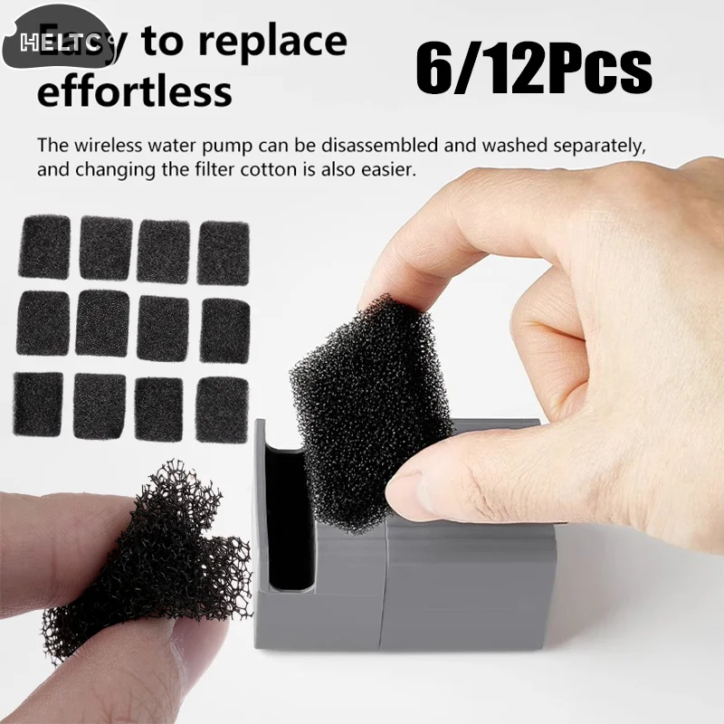 Filtros de espuma reemplazados negros para Eversweet 3 Pro/Solo 2/Solo SE, bomba inalámbrica, filtro de bomba de repuesto para fuente de agua para mascotas, 6/12 Uds.