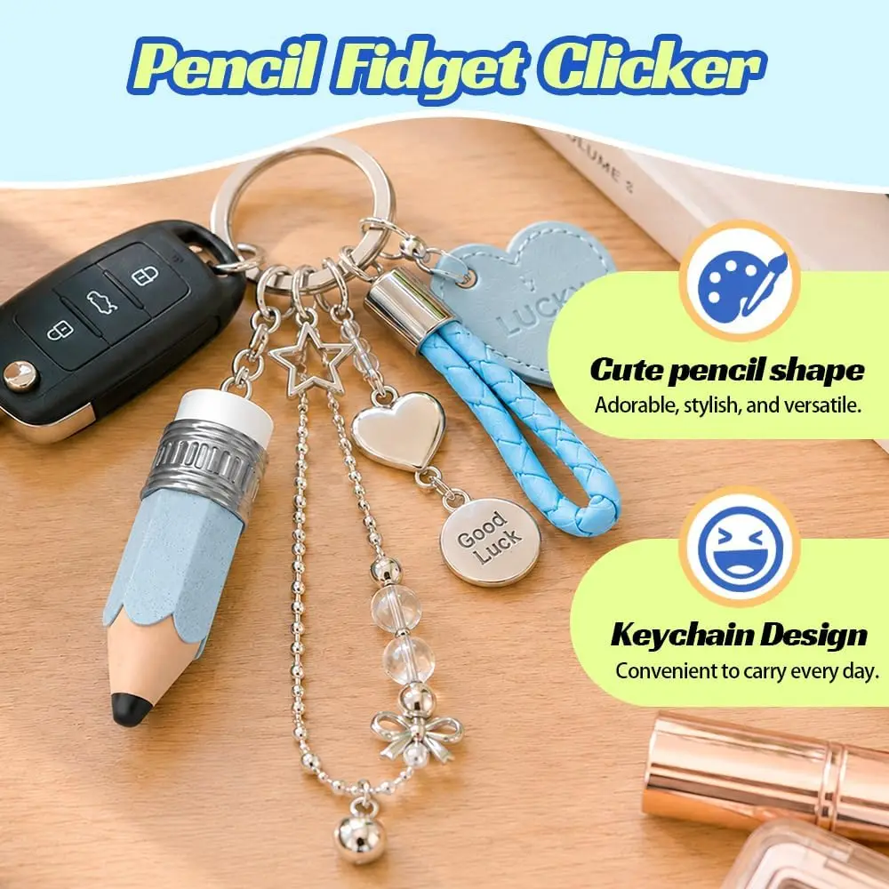Cute Click Fidget Keychain Pencil Fidget Toy Relieve Stress and Anxiety with Satisfying Keyboard-Style Clicks for Adults Gifts