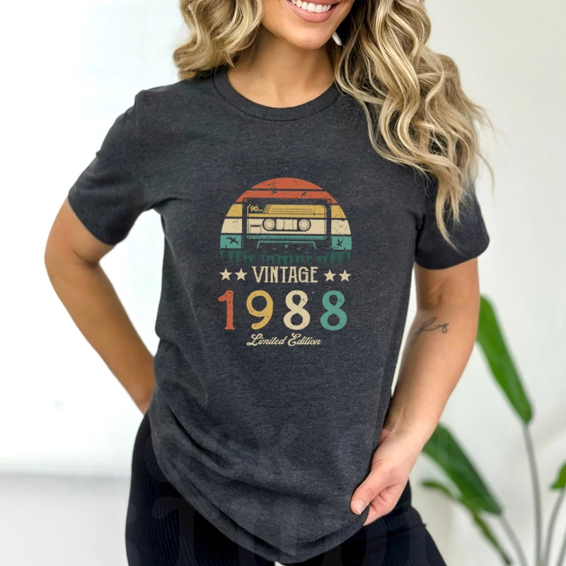 vintage tape 1988 Sunset Limited Edition 36th 36 Years Birthday Women T Shirt Mothers gift Ladies T-Shirt Retro Tops