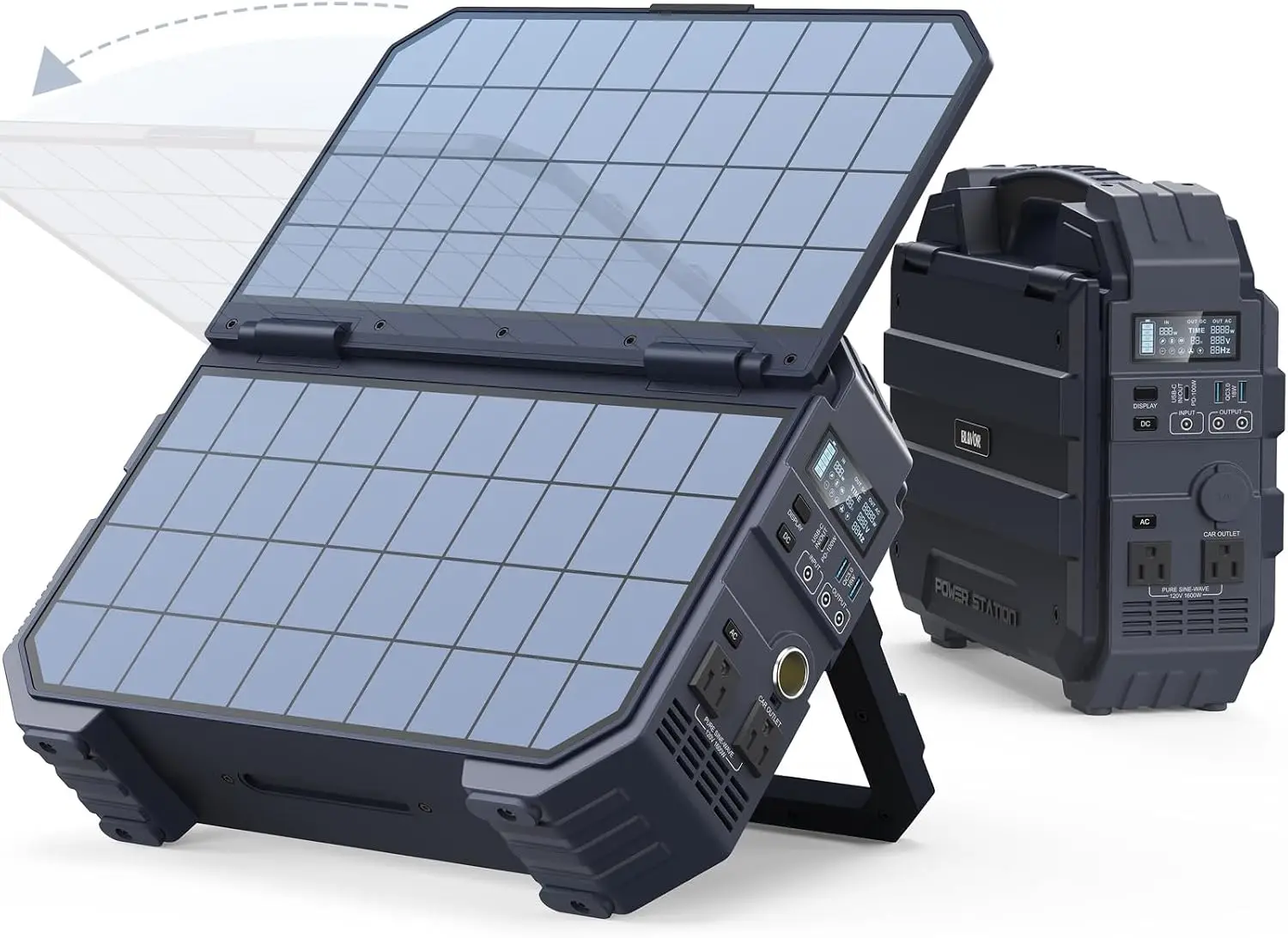 

Portable Power Station 1600W (Peak 3200W), Built-in Solar Panel, 1024Wh LiFePO4 Battery, 100W USB-C Fast Charge, Solar