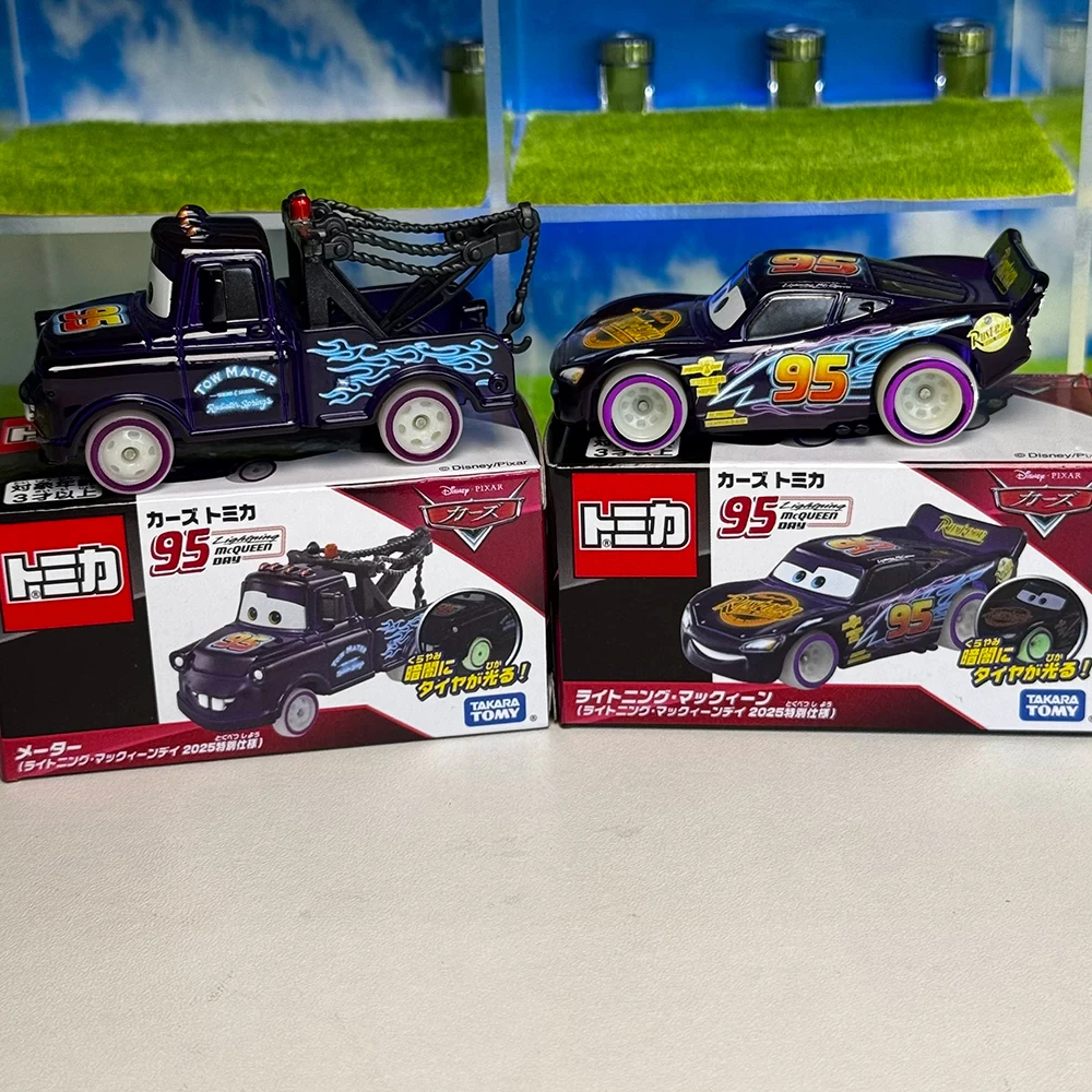 Original Takara Tomy Tomica Cars Series 2025 Lightning McQueen Day Mater & McQueen Alloy Diecast Model For Hobby Display