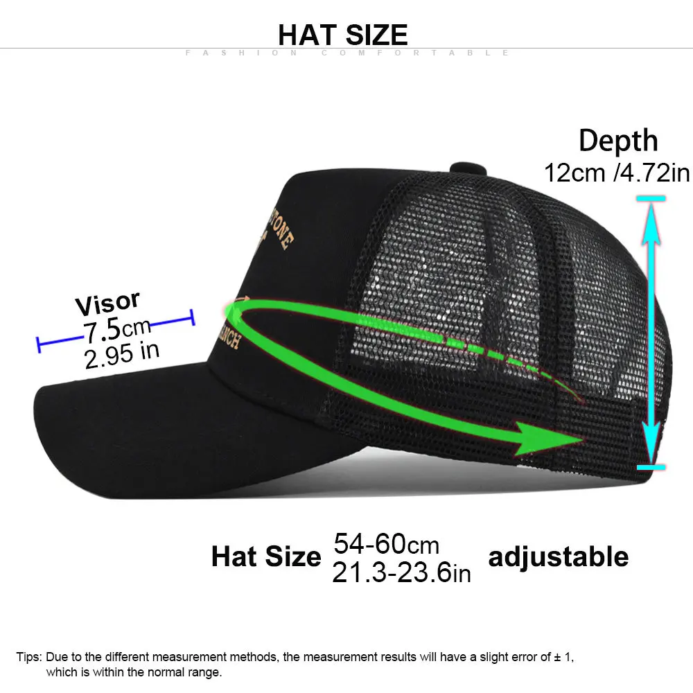 Summer Yellowstone Dutton Ranch Hat Cross Ponytail Baseball Cap Distressed Outdoor Embroidery Sunscreen Hat Solid Color Cap