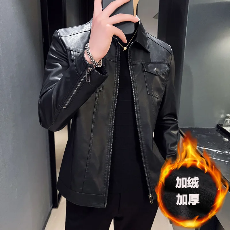 New Fashion Men Slim Fit Motorcycle Leather Jackets Multi-pockets Casual PU Leather Coats Quality Male Autumn Winter Jackets 5XL - Image 4