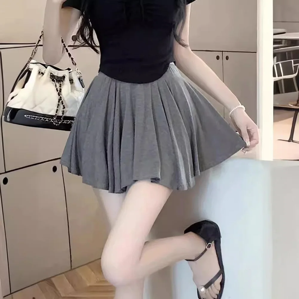 Modal Ballet Girly Skirt Women Summer Skirt High Waist  A Line Short Solid Skirt