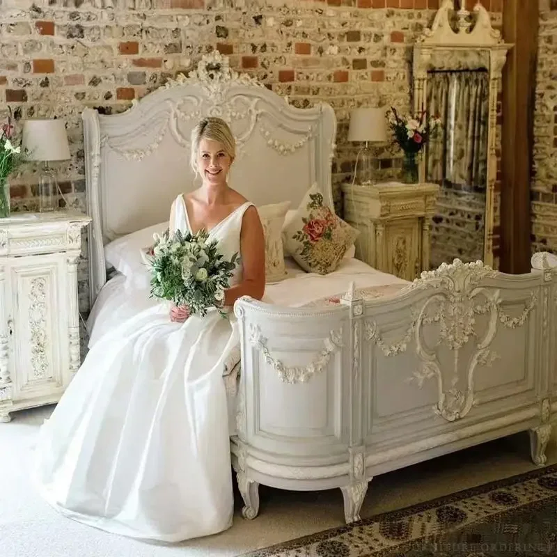 

French high-end carved bed American solid wood bed