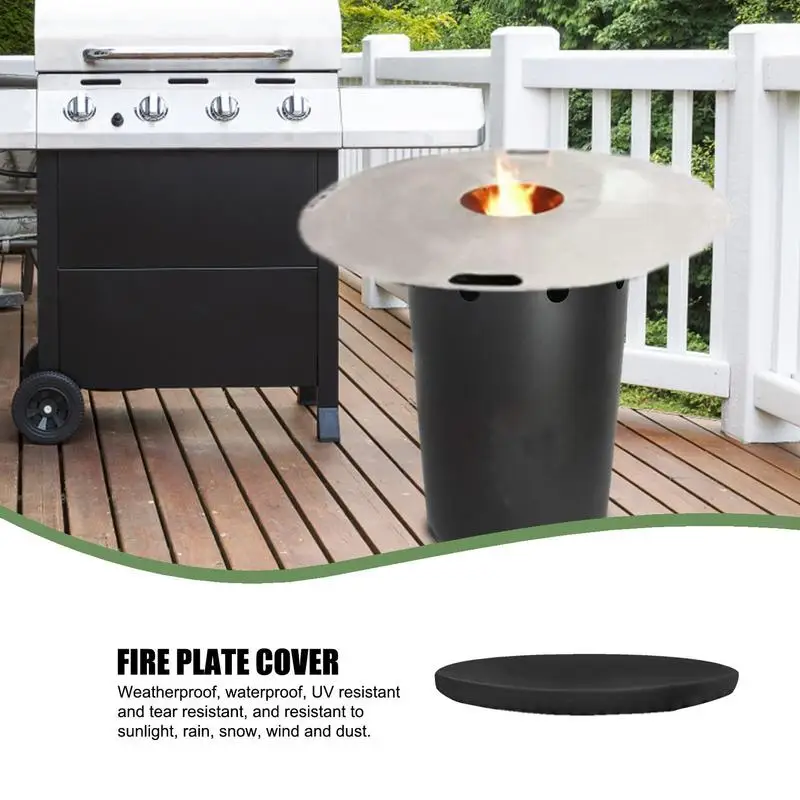 Waterproof Patio Fire Pit Cover Black UV Protector Grill BBQ Shelter Outdoor Garden Yard Round BBQ Cover Canopy Furniture Covers