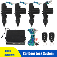 Car Lock Door Keyless Entry System Remote Control Locking Kit with 4 Door Lock Actuator 12V