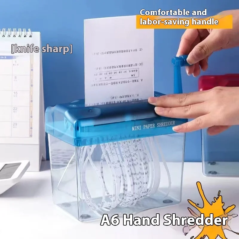 1 pçs triturador portátil escritório manual triturador de papel doméstico pequeno triturador de papel mão manivela arquivo a6 mini triturador de papel