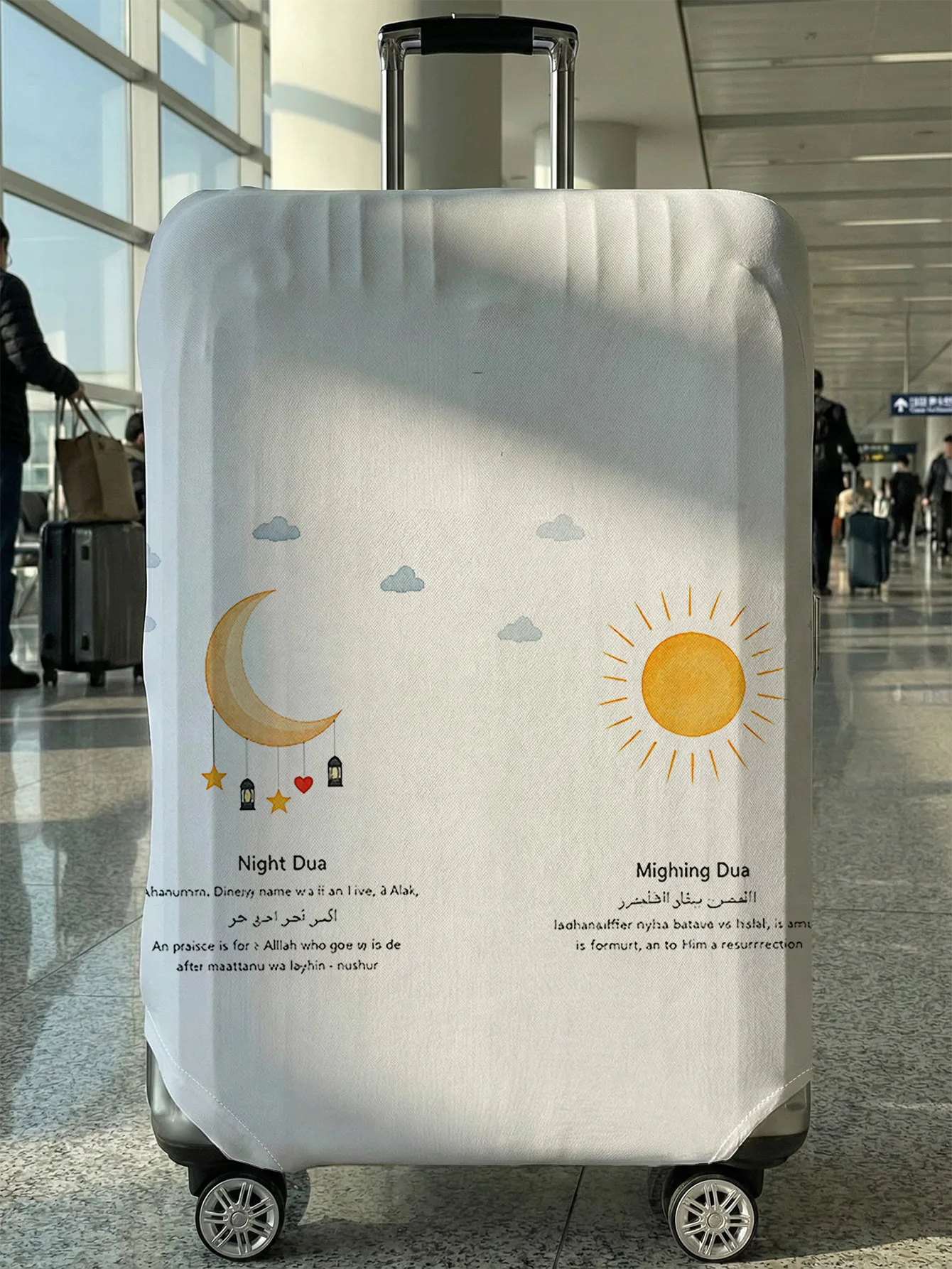 

Islamic Morning Night Dua Sun Moon Luggage Cover, Suitable for 18-32 Inch Luggage Cover, Luggage Handle Glove, Travel Accessorie