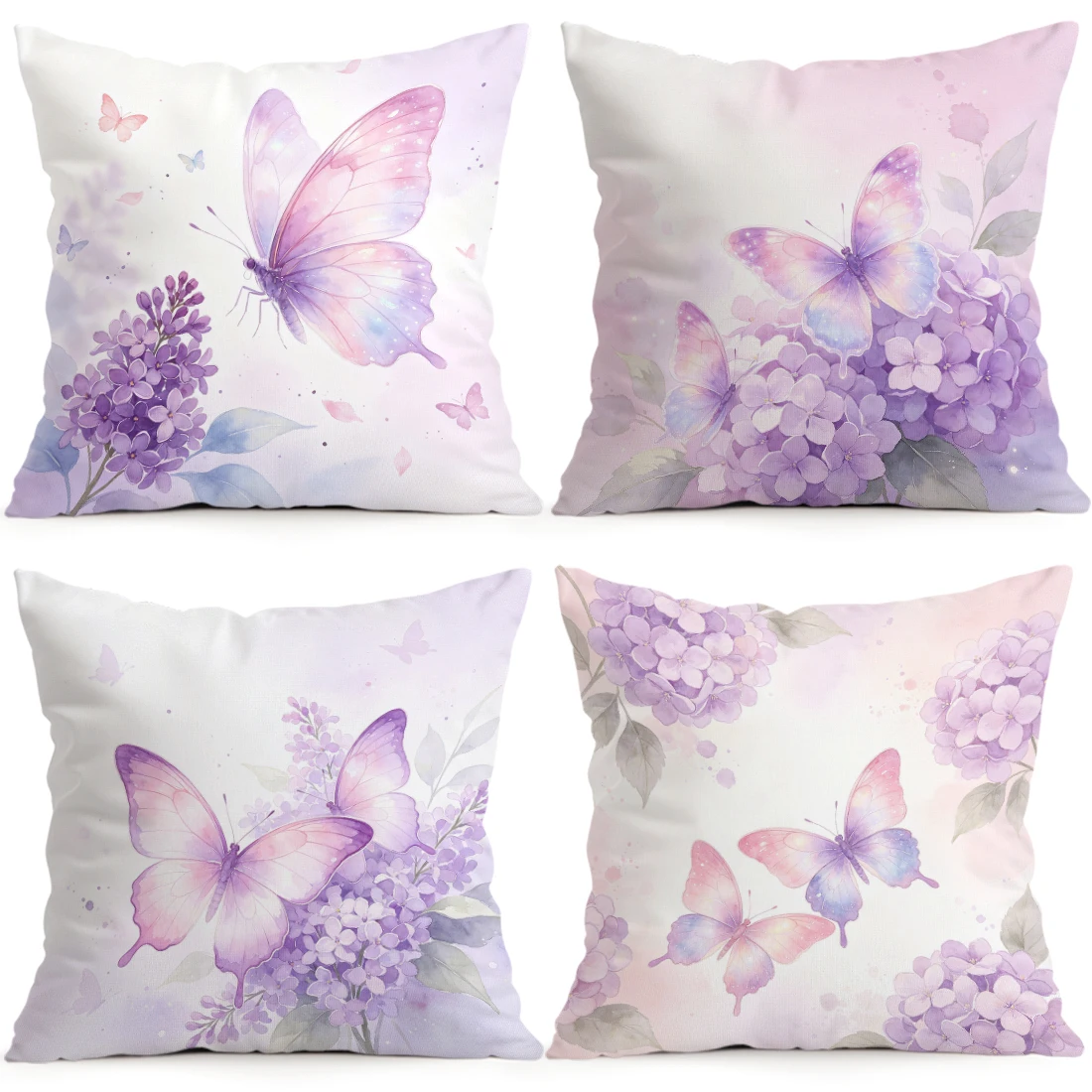 Hydrangea Lilac Flower Pillowcase Printed Polyester 40/45/50cm Throw Pillowcover Decorative Sofa Cushion Pillowslip Home Decor