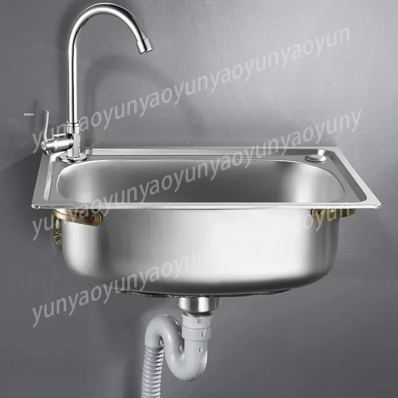 Kitchen Sink Handmade Stainless Steel Single Bowl Sink Above Counter or Wall Mounted Vegetable Wash Basin Set Mx4221950 A3U5O2