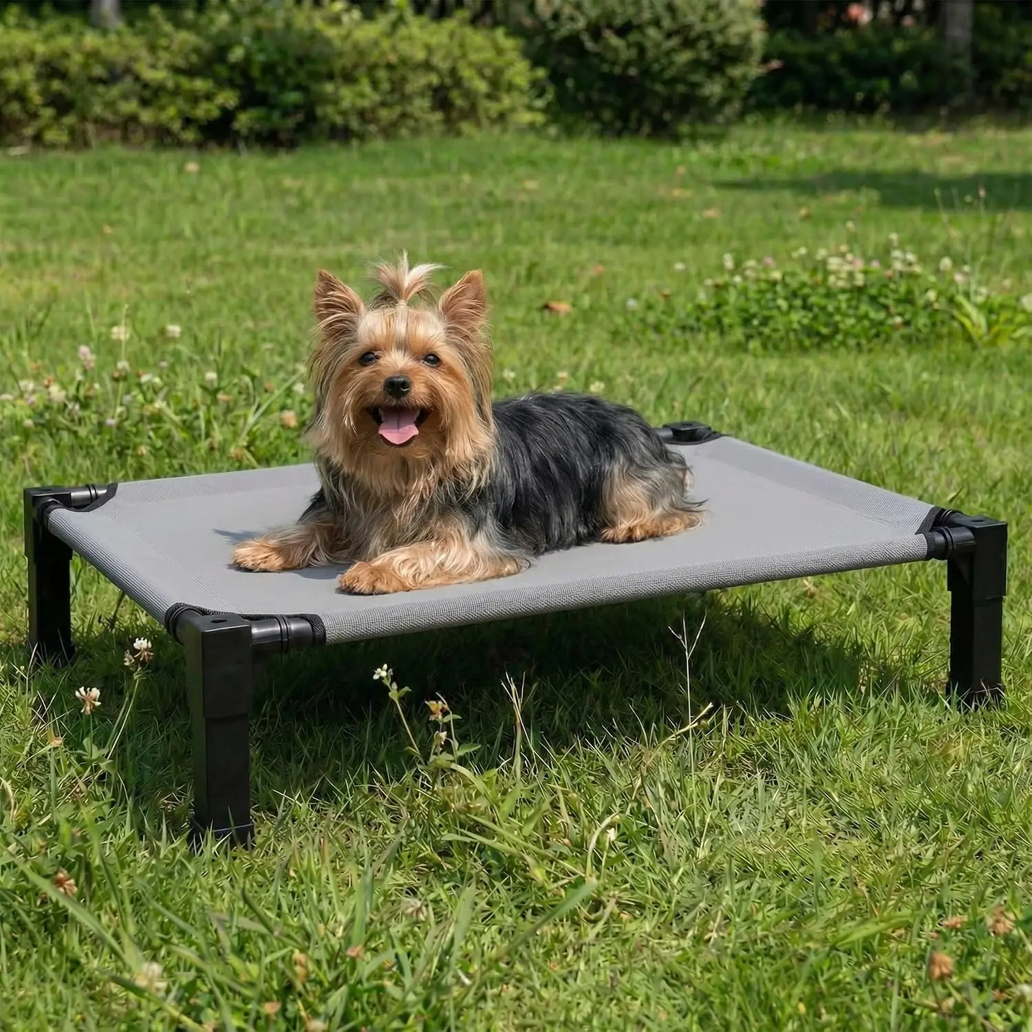 Lit surélevé pour chiens et chats de grande taille, idéal pour le camping, convient aux animaux de compagnie pesant jusqu’à 21 kg, dimensions : 89 x 64 x 19 cm, hauteur : 19 cm, utilisable à l’intérieur et à l’extérieur.