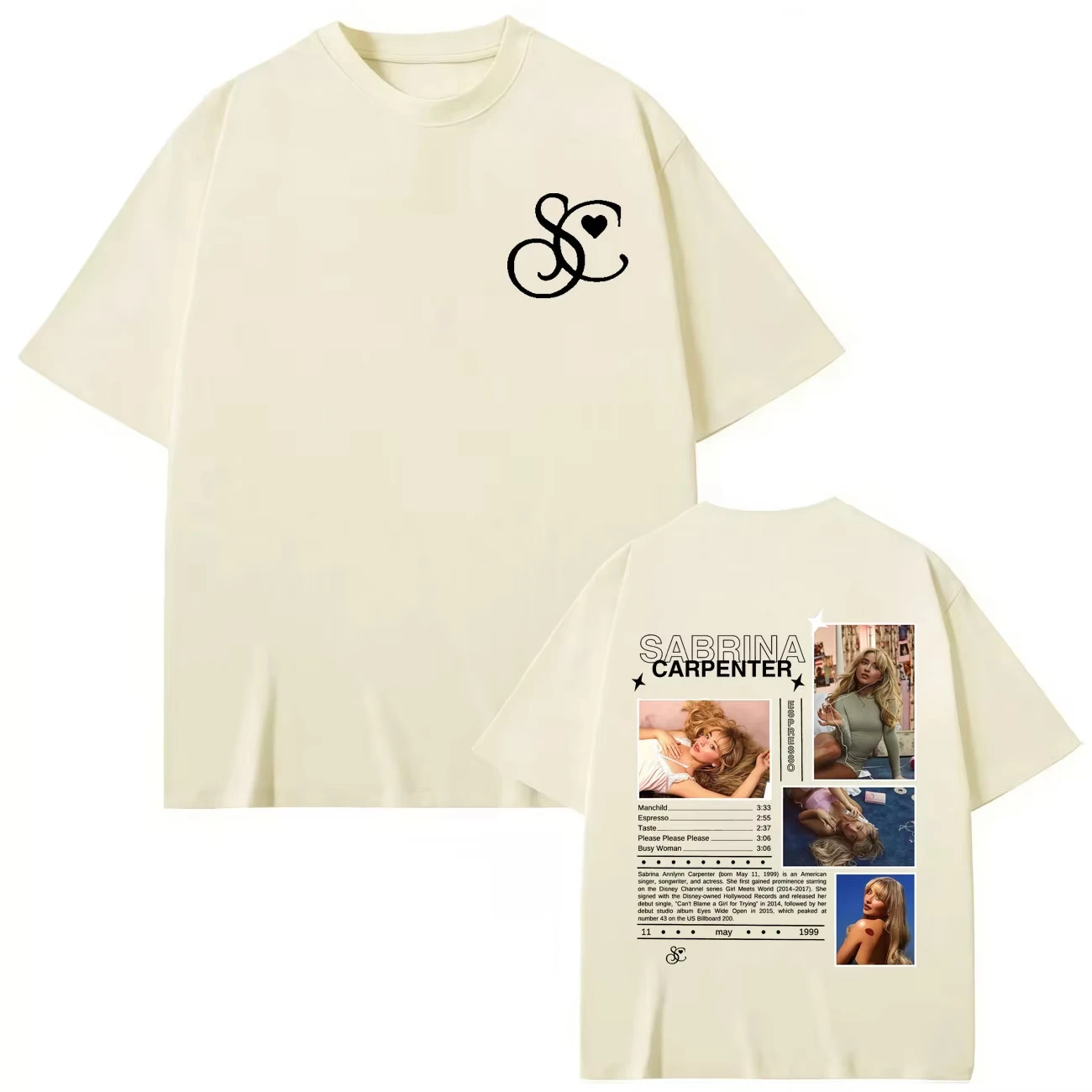 تي شيرت سابرينا كاربنتر قصير N' Sweet Tour 2025 Merch تي شيرت للرجال والنساء ملابس عصرية Harajuku Street تي شيرت كبير الحجم