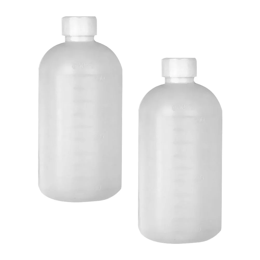 2 Pcs Reagent Bottle Pill Vial Narrow Mouth Plastic Liquid Sealing Container High Grade Hdpe Polyethylene 500ml Storage