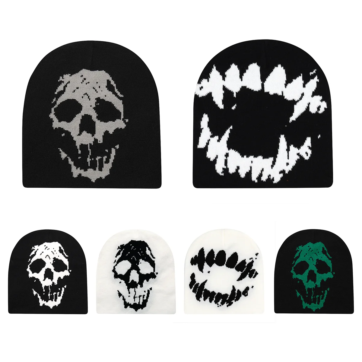 Beanies Fashion Skull Print Y2K Knitted Hats for Women Men Ear Protection Winter Autumn Windproof Keep Warm Gorras Hip Hop Cap