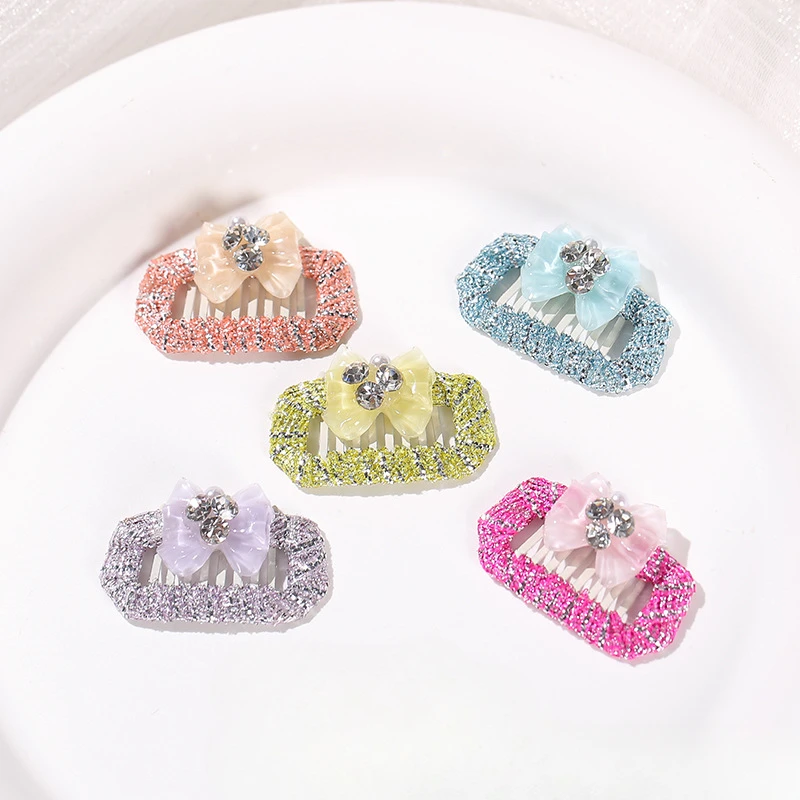 Pet Groom Cat Hair Clip Colorful Scallion Wrapped with Rope Diamond Pet Headwear Decoration Dog Hair Clip Multiple Specification