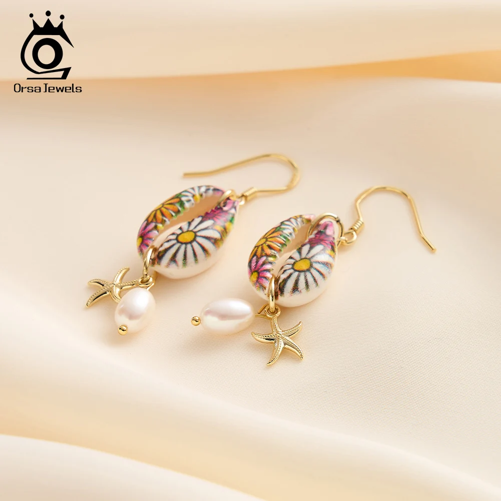 

Серьги-подвески ORSA JEWELS из стерлингового серебра 925 пробы с цветочным узором, изящные украшения, винтажные, в стиле барокко, с жемчугом, GPE117