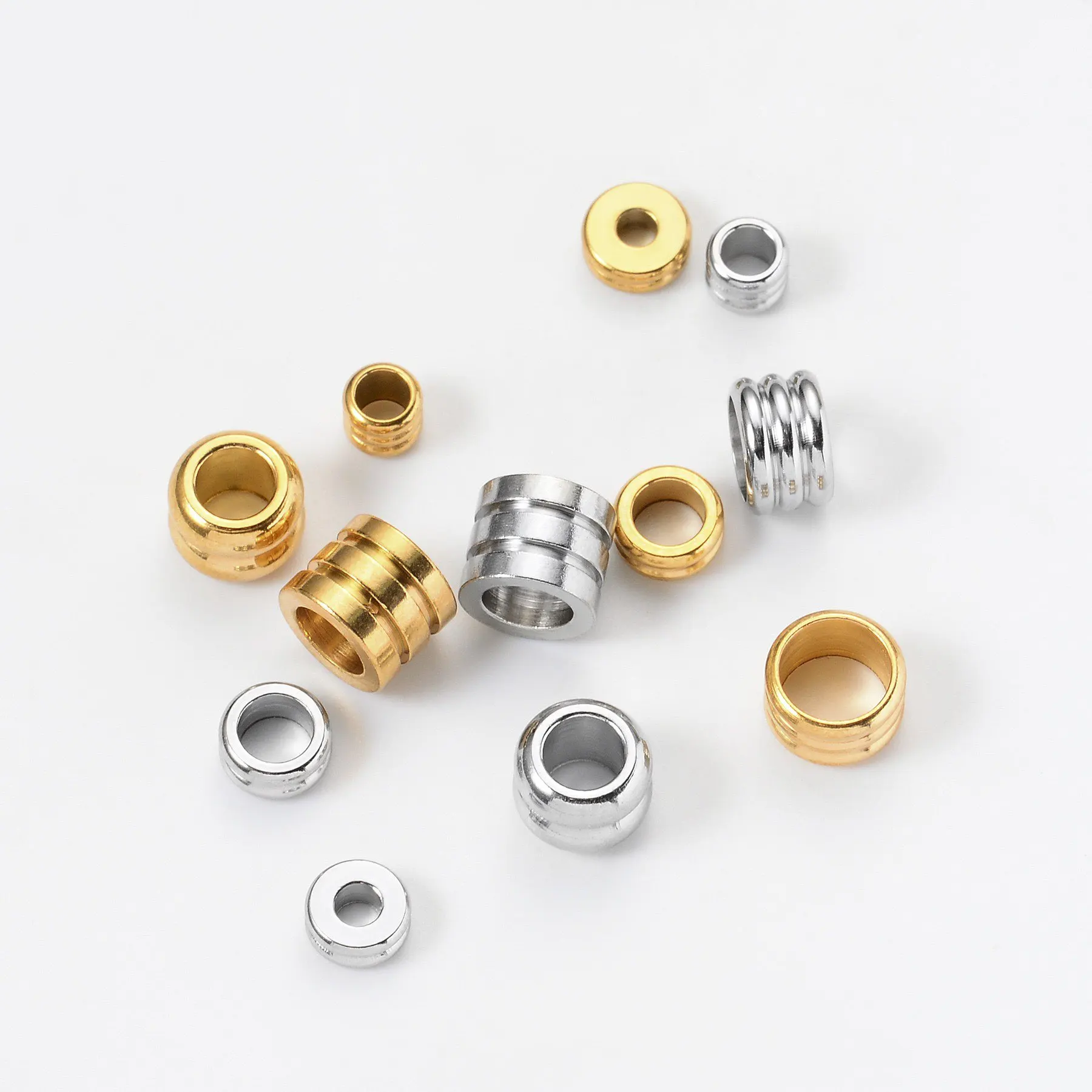 Großhandel 20 Stück 2,5/3/4/5/6mm Edelstahl Großloch Lose Perlen Abstandhalter-Perlen für DIY Schmuckherstellung – Detail 3