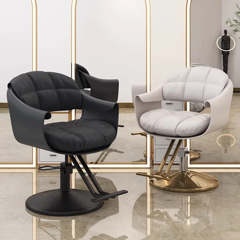 Glamour Black Barber Chair Nordic Trendy Luxury Elegant Hairdresser Chair Ergonomic Aesthetic Cadeira Giratoria Salon Furniture