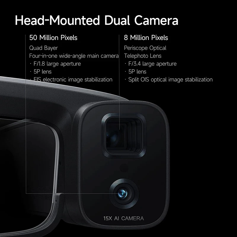 Xiaomi Glasses Camera Smart AR Translate Glasses Free Hands 1X-5X Hybrid Zoom 50 Million Pixels 4-in-1 Wide-angle Main Camera