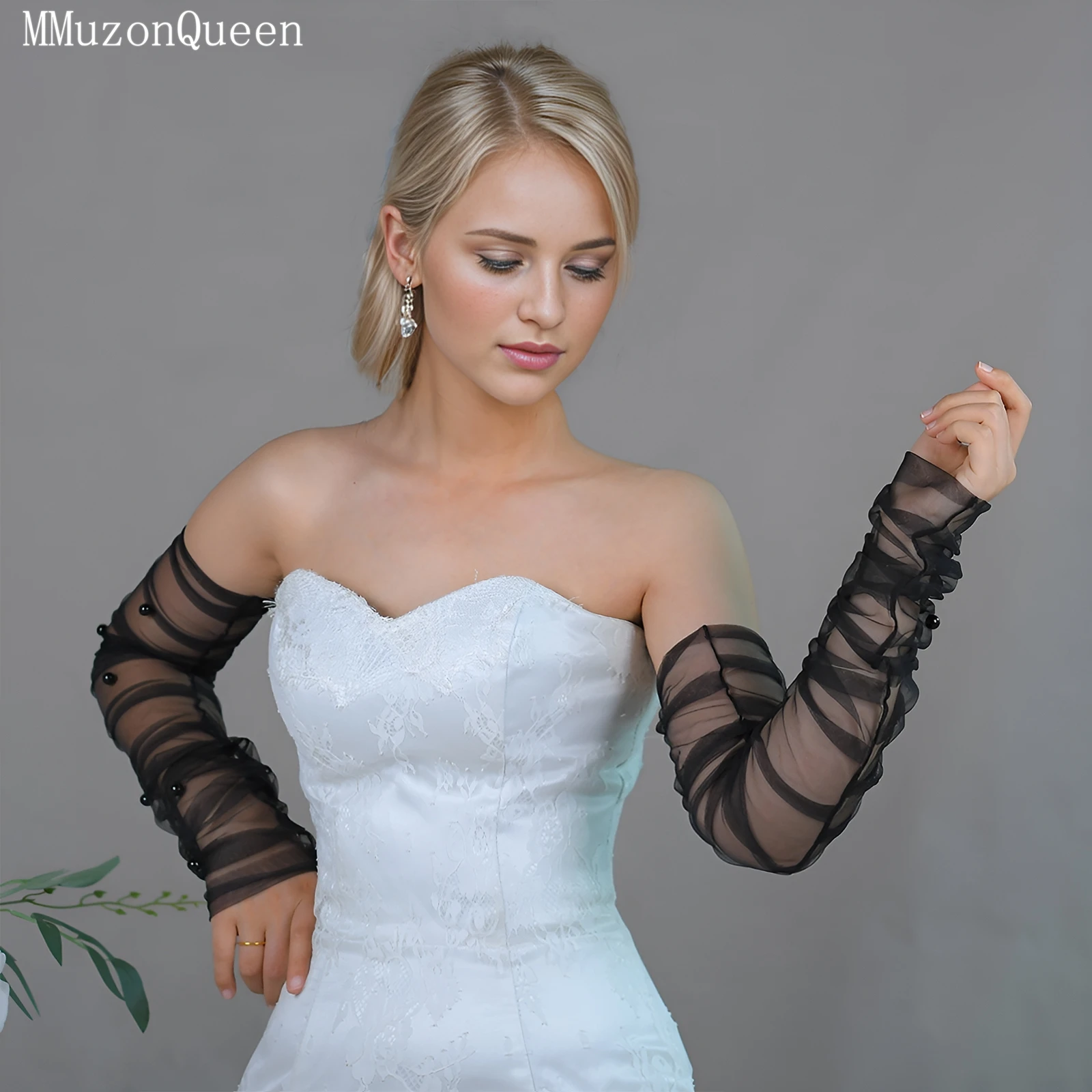 

Женские свадебные перчатки TOPQUEEN, перчатки до запястья без пальцев, свадебные аксессуары, подходящие для девичника, Vm18