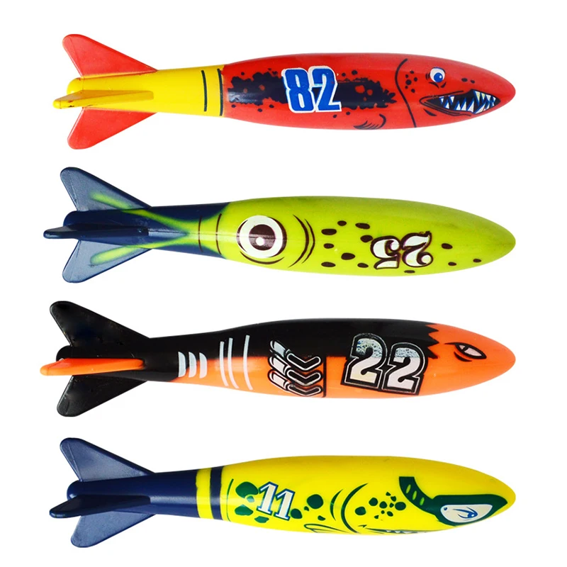 4 unids/set torpedo de buceo piscina subacuática juguete herramienta de entrenamiento deportivo al aire libre para bebés niños juguete de juego de agua