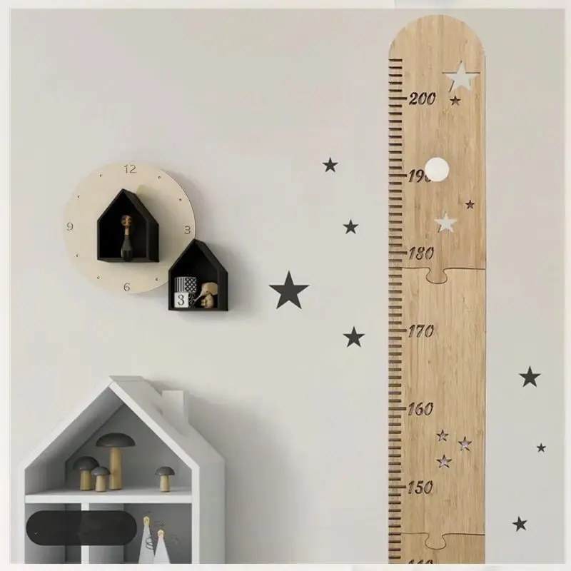 Children's wooden splicing wooden star growth measurement ruler Height ruler