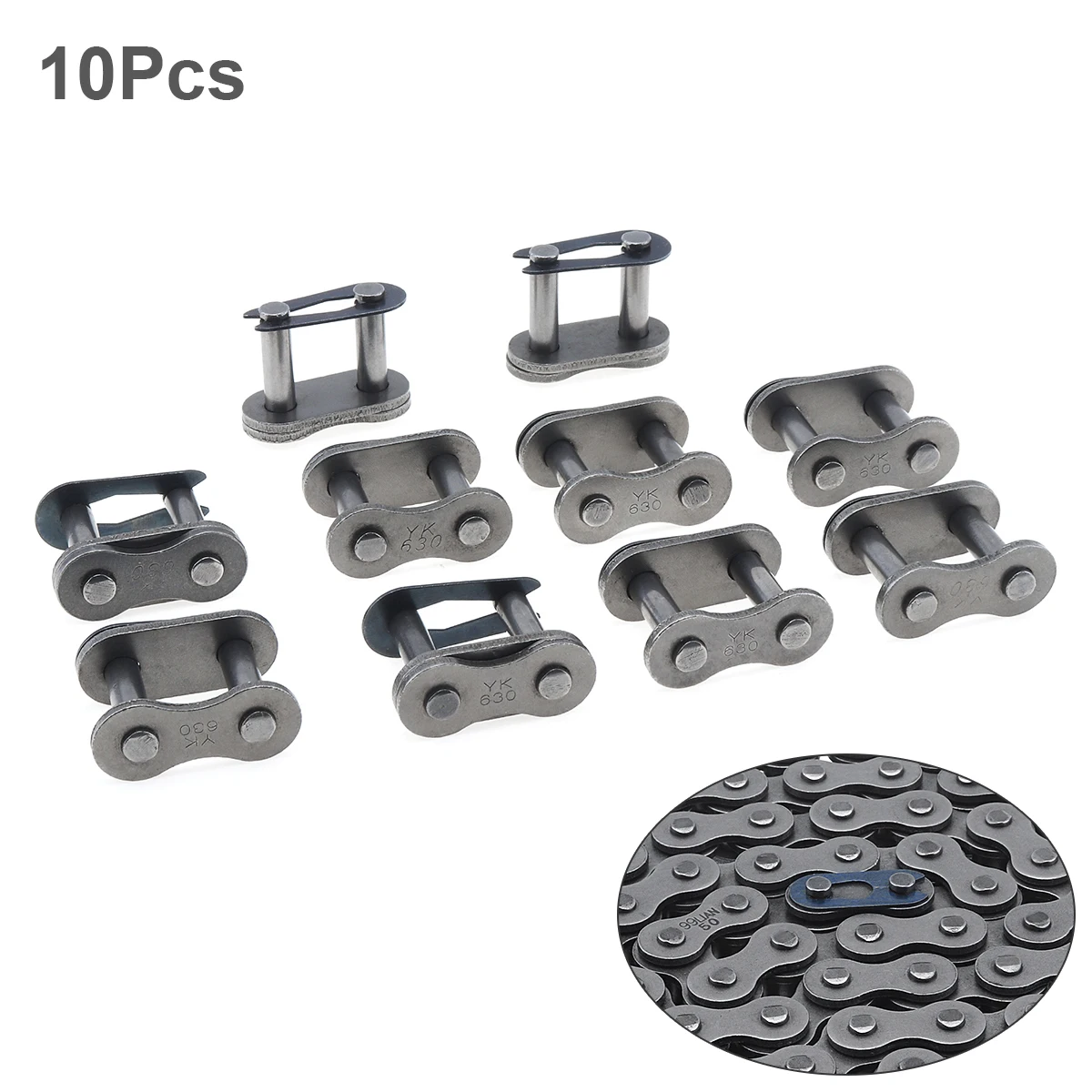 

10pcs Motorcycle 630 Chain Master Link Steel Alloy Heavy Duty Roller Chain Connector Link for Bike Bicycle Karting Dirt Pits