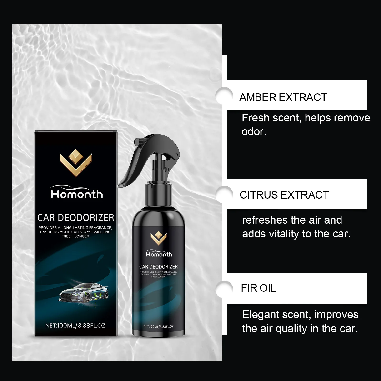 Car Air Freshener & Odor Eliminator Spray Long Lasting Freshness Natural Deodorizer for Car Interiors Home & Multi-Surface Use
