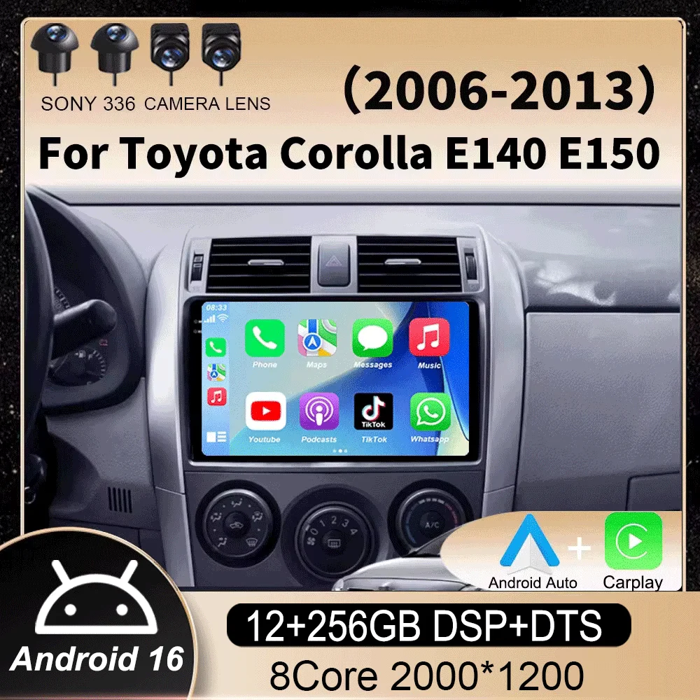 

Android 16 2Din Car Radio Navigation GPS Multimedia video Player For Toyota Corolla E140 E150 2006 2007 - 2013 2 din stereo DVD