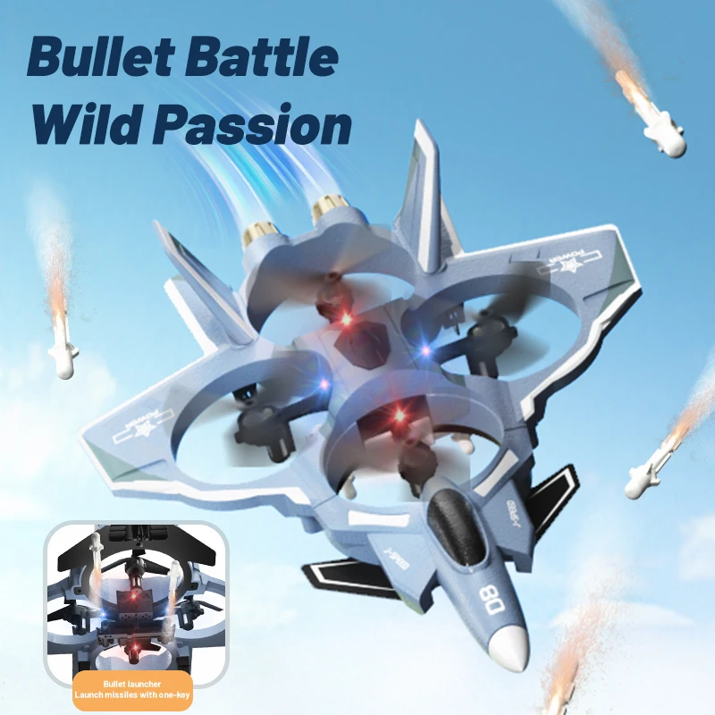 2024 H121 EVA Drone RC Plane Fighter 2.4G RC 360°Stunts Missile Launch HD Camera One-Key Surounding Fight RTF Drone Toys Gifts