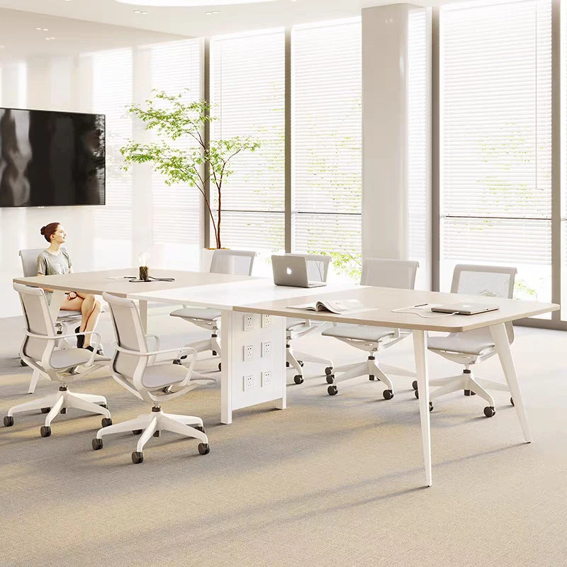# Modern Rectangular Office Conference Table Wear-Resistant And Fireproof Wood Economical For Work Training Negotiation