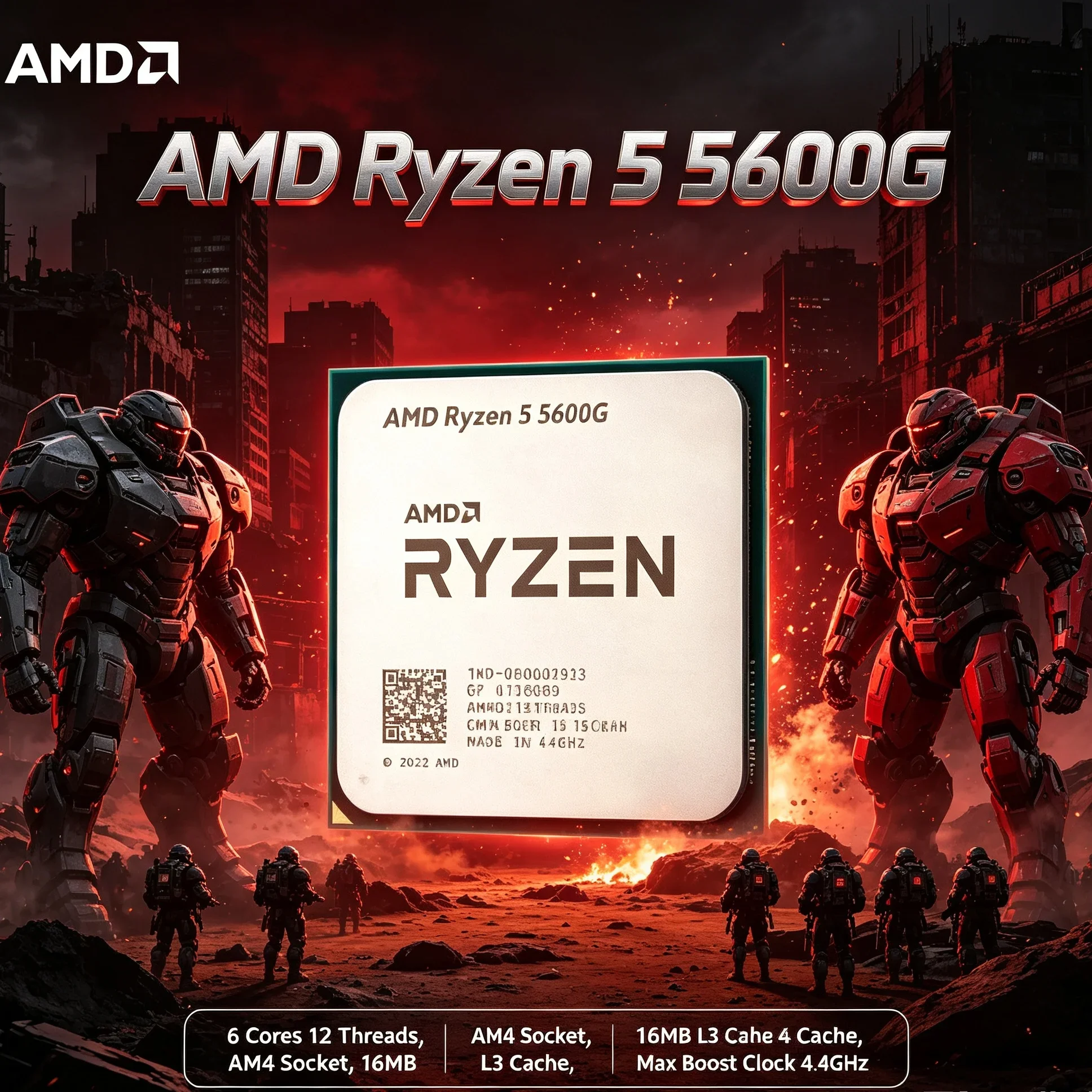 Multitasking CPU Ryzen 5 5600G 4.4GHz Max Boost 6 Core 12 Thread AM4 Desktop Processor