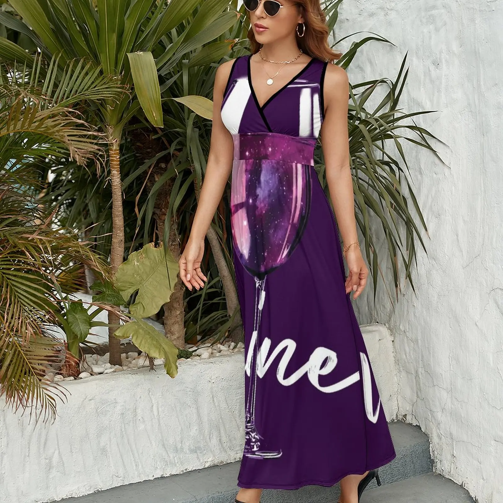 Vestido sin mangas de cumpleaños para mujer, diseño de galaxia espacial, estilo coreano, amantes del vino