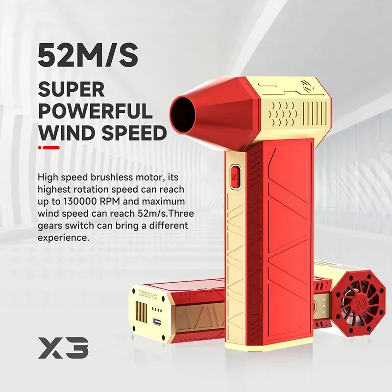 X3 Iron Man color scheme 130,000 turn violent fan 180g wind pressure handheld brushless turbine