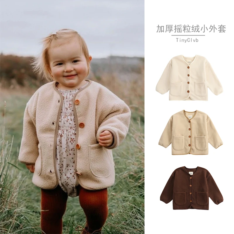 

Jenny&DaveNordic style 2023 new product baby autumn and winter thickened fleece jacket girl boy jacket spring and autumn jacket