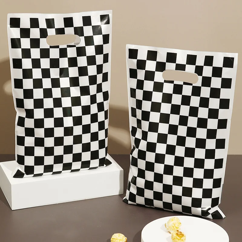 Black And White Checkered Bags Race Car Theme Party Favor Bag Goodie Candy Bags for Race Car Theme Birthday Party Decorations