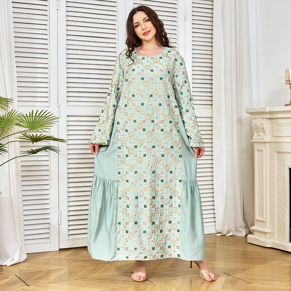 فستان عباية للنساء فساتين الحفلات جلابية ترتر بأربطة لعيد الإسلام فيستدوس عربي طويل رداء مسلم المغرب دبي قفطان رمضان #4